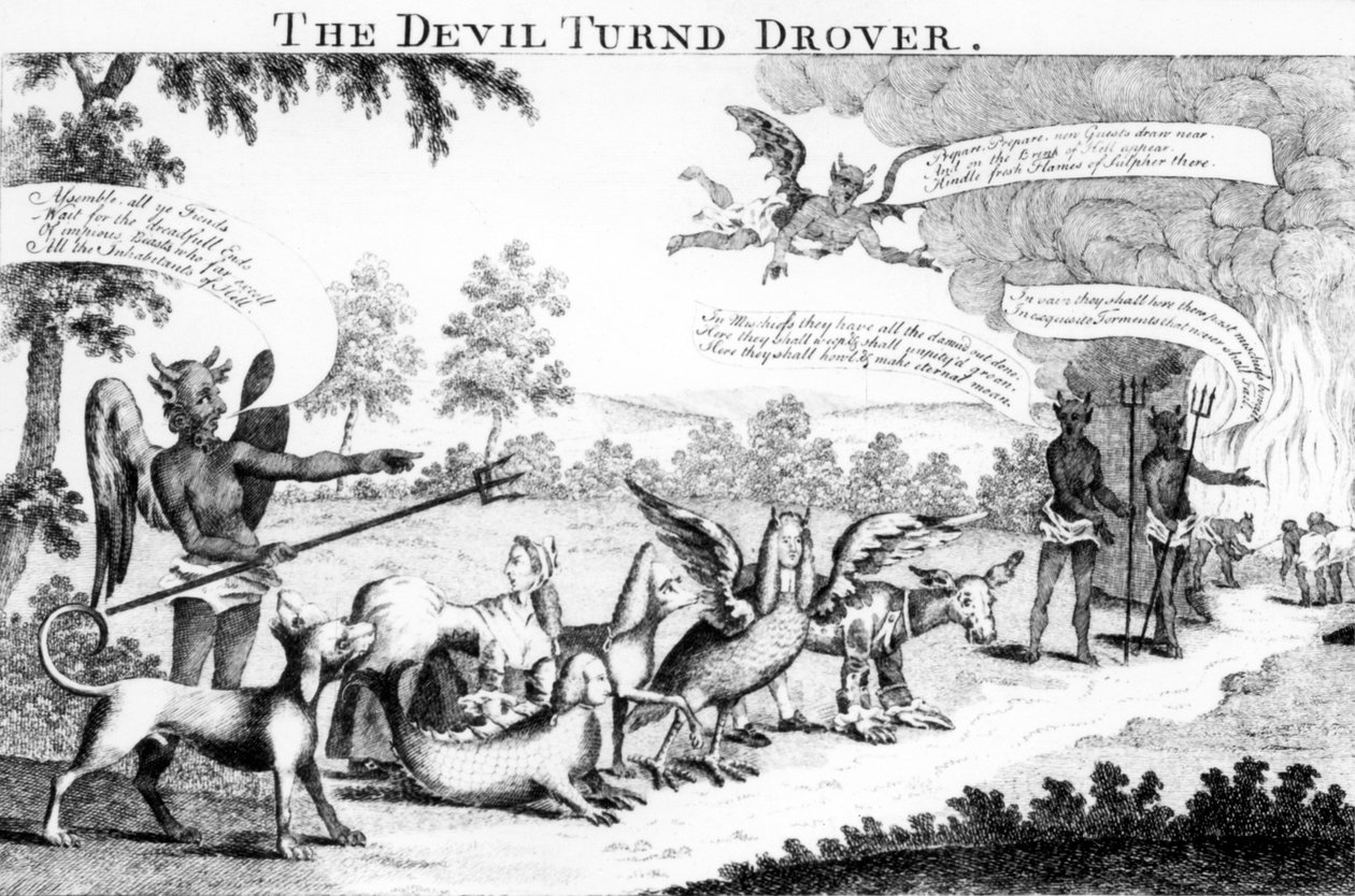 The Devil Turned Drover, published by William Tringham, 1756 by English School