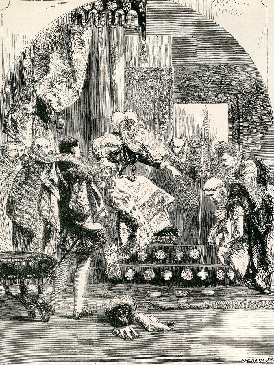 The Dismission of the Earl of Murray and the Abbot of Kilwinning by Elizabeth by English School