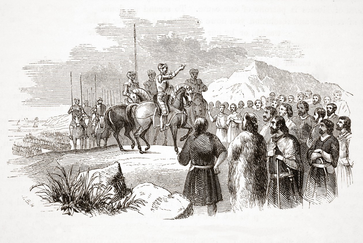 The Earl of Richmond Addressing the Welsh Chieftains at Milford Haven, 19th Century by English School