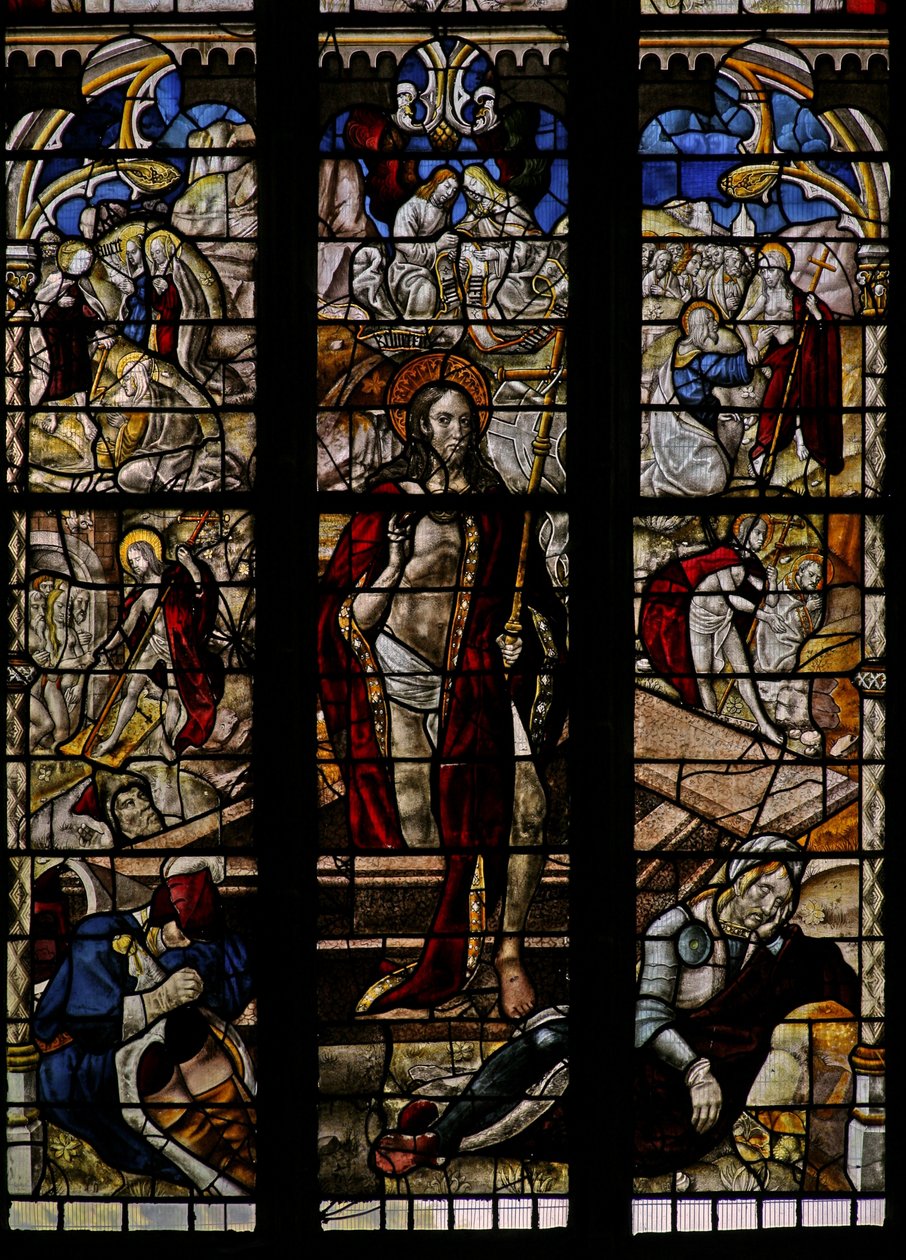 The East window depicting the Resurrection and other post-Crucifixion events by English School