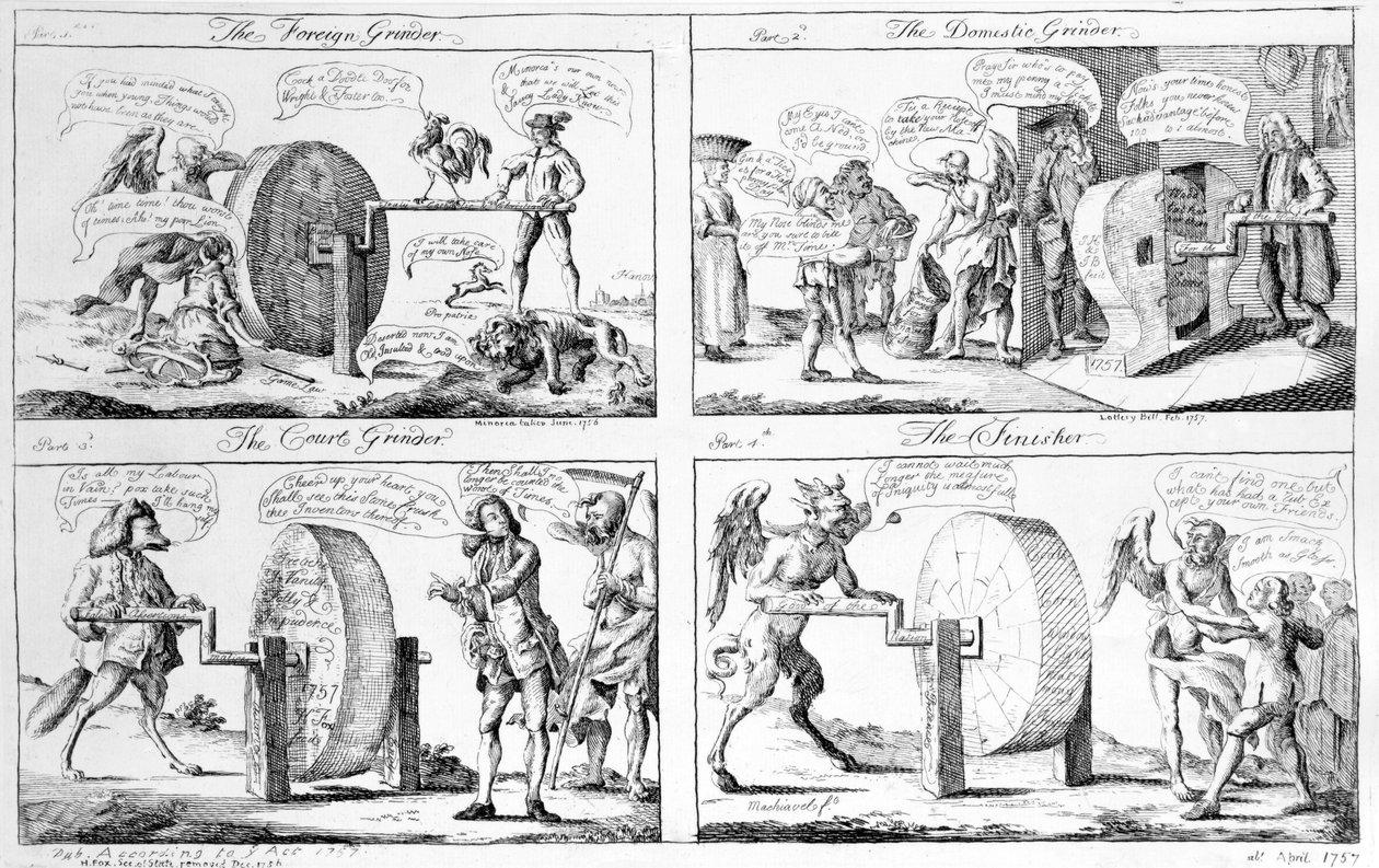 The Foreign Grinder, The Domestic Grinder, The Court Grinder, The Finisher, 1757 by English School