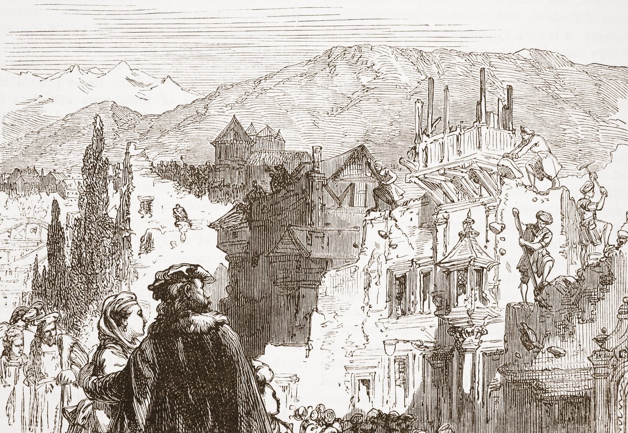 The Genevans Destroying the Suburbs of Their City by English School