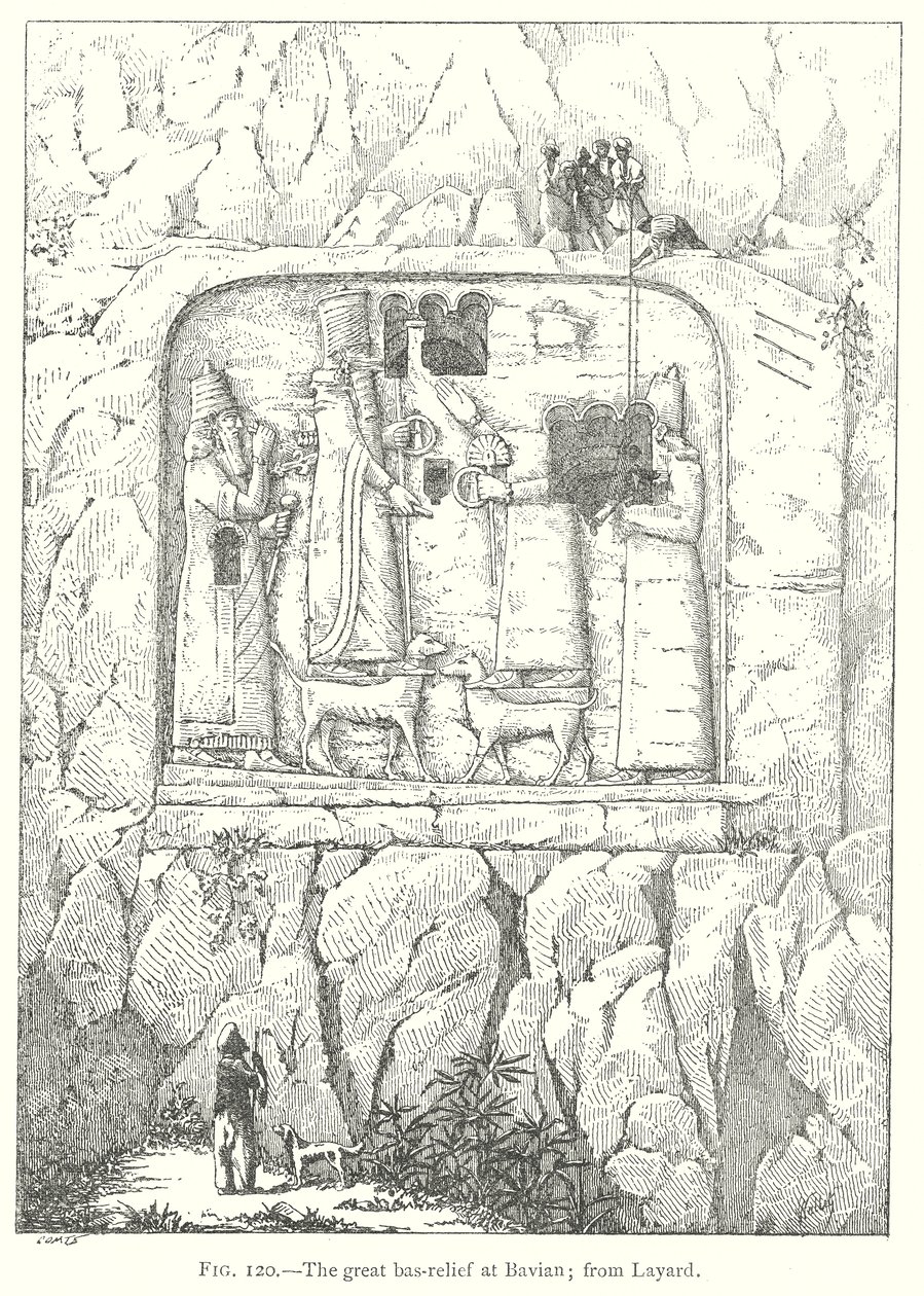 The Great Bas-Relief at Bavian; from Layard by English School