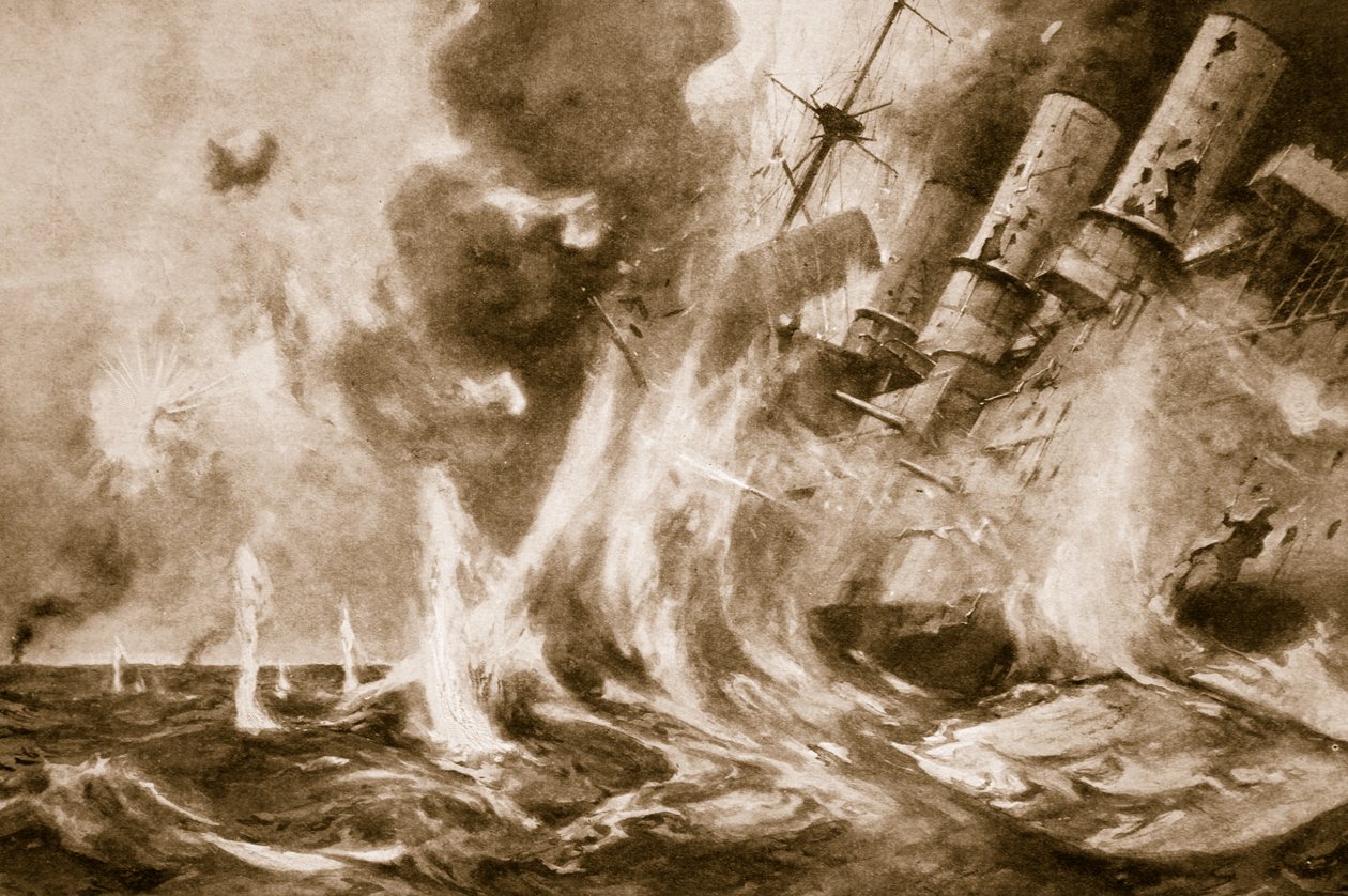 The Great British victory off the Falklands: German Admiral goes down with his flagship by English School