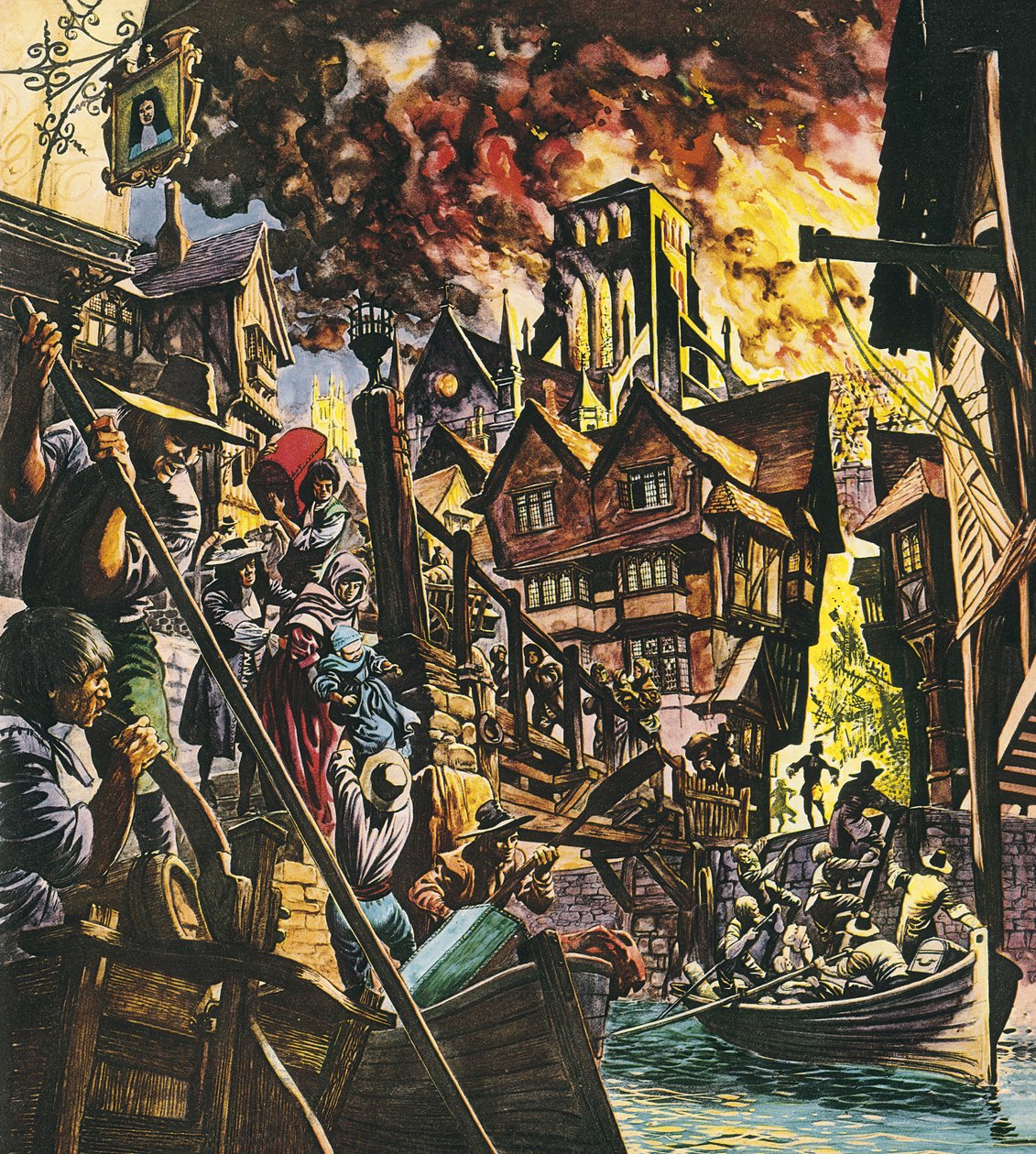 The Great Fire of London by English School