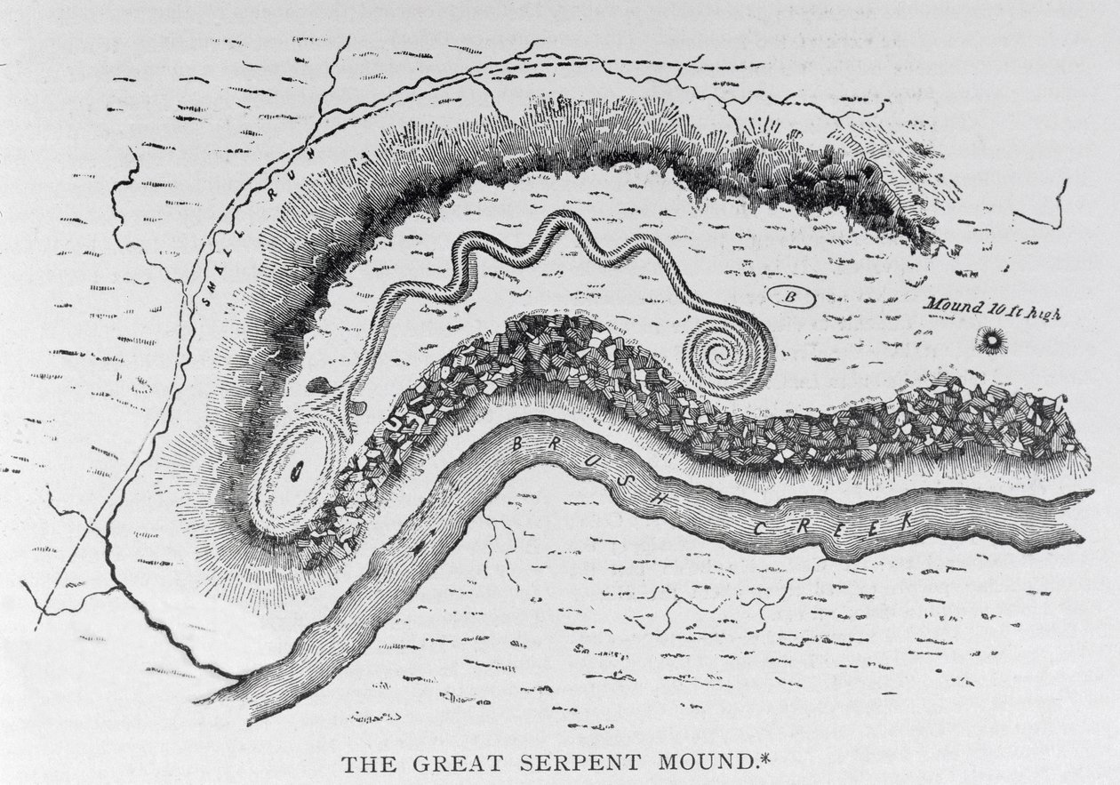 The Great Serpent Mound, near Locust Grove, Ohio, 2nd century BC, from 