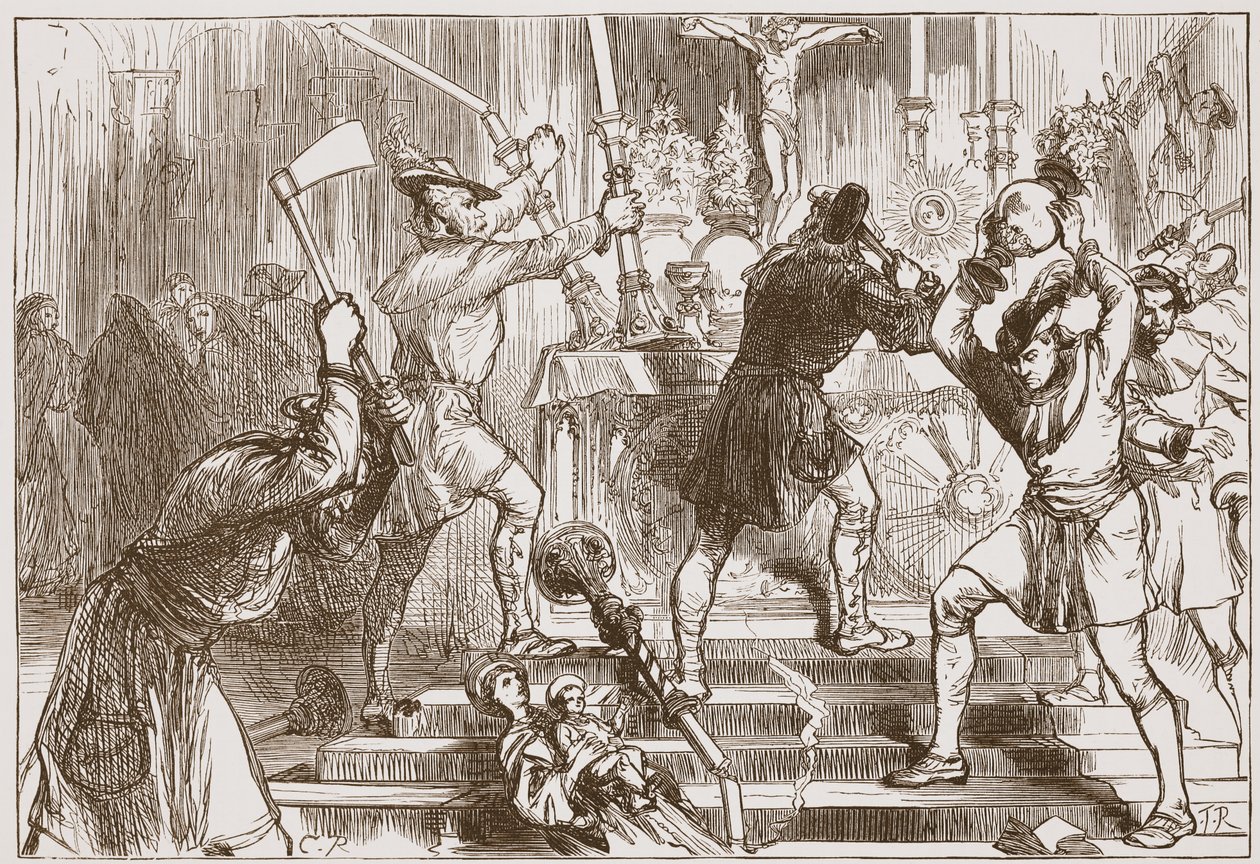The Iconoclasts Destroying the Images and Altar Decorations of a Roman Catholic Church, Illustration from 