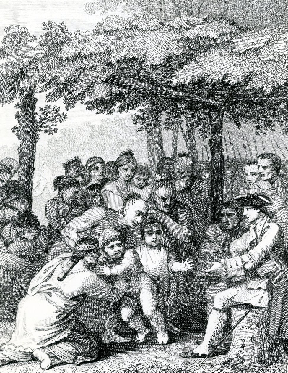 The Indians Delivering Up the English Captives to Colonel Bouquet Near His Camp at the Forks of Muskingham in North America by English School