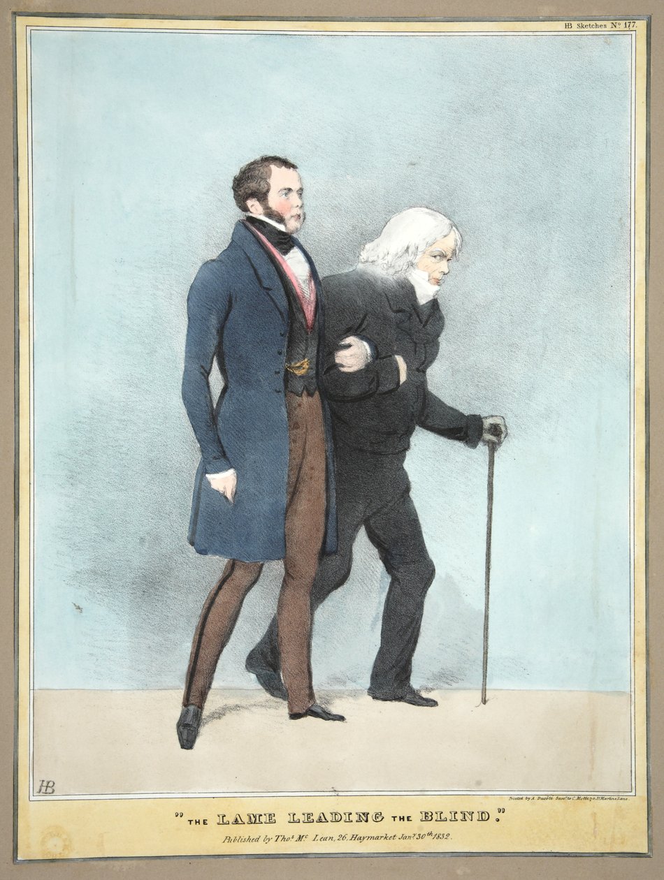 The Lame leading the Blind, pub. 1832 by English School
