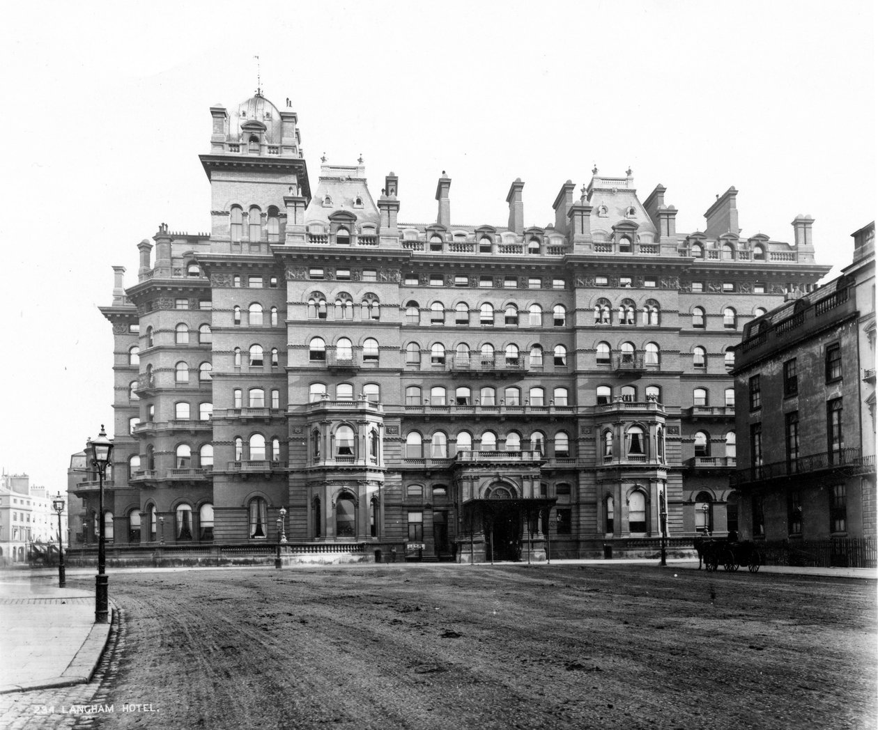 The Langham Hotel from Portland Place, 1896 by English School