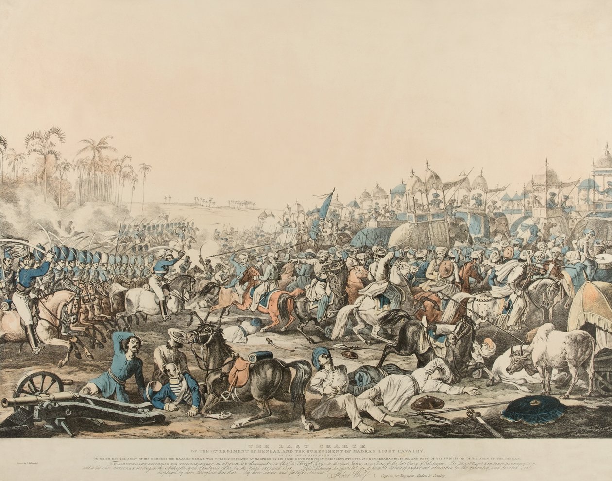 The Last Charge of the 6th Regiment of Bengal and the 6th Regiment of Madras Light Cavalry on the 16th December 1817 by English School