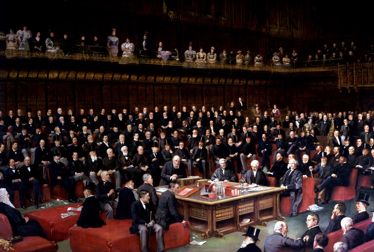 The Lord Chancellor About to Put the Question in the Debate about Home Rule in the House of Lords by English School