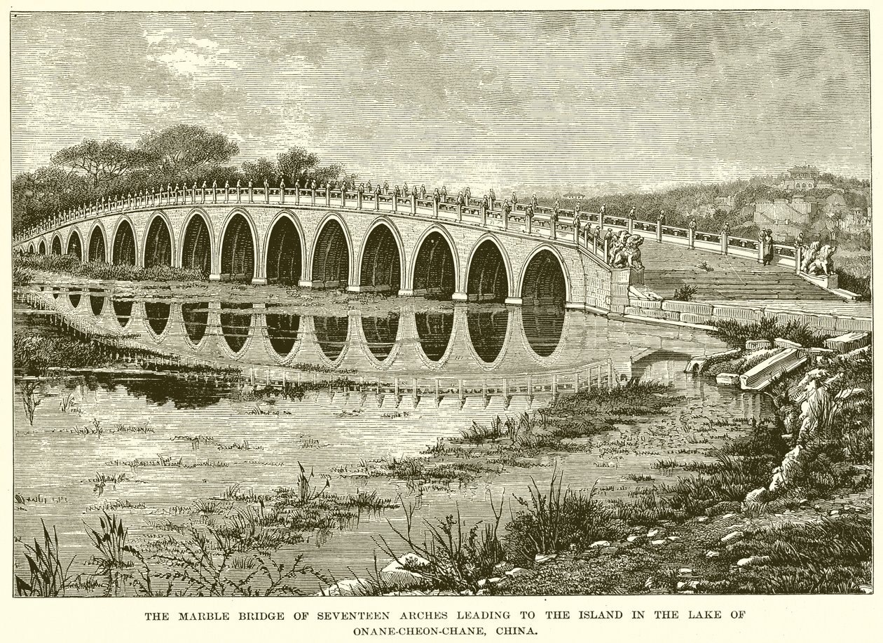 The Marble Bridge of Seventeen Arches, China by English School