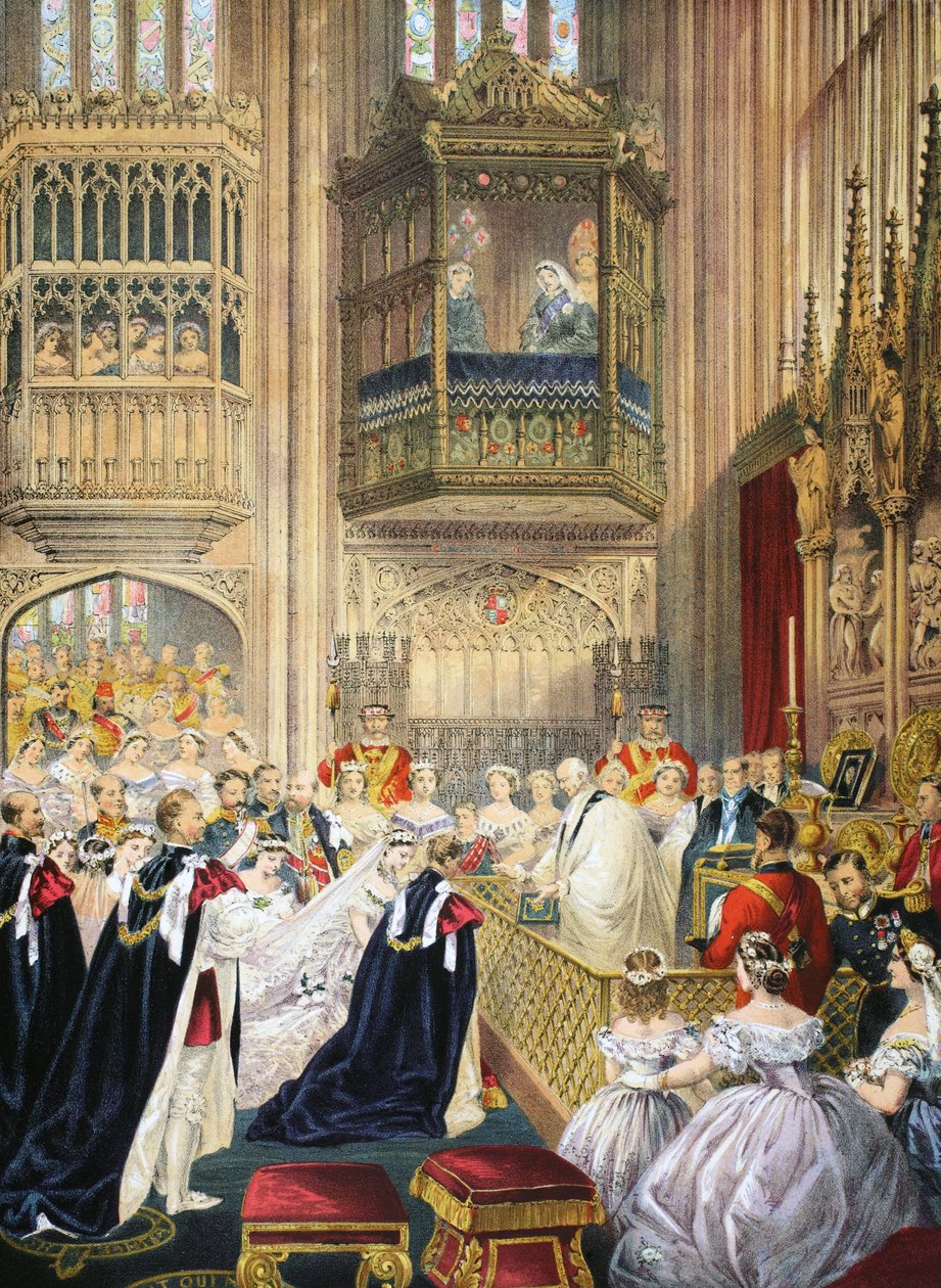 The Marriage at St Georges Chapel, Windsor, from A Memorial of the Marriage of Edward VII and Alexandra of Denmark by English School