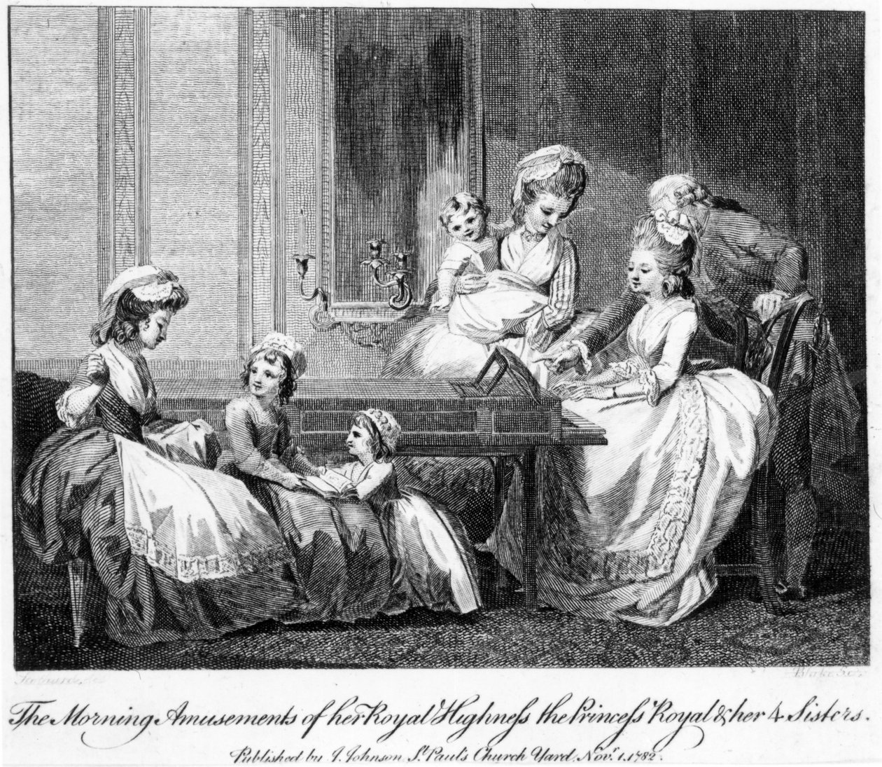 The Morning Amusements of Her Royal Highness the Princess Royal and Her 4 Sisters, 1782 by English School