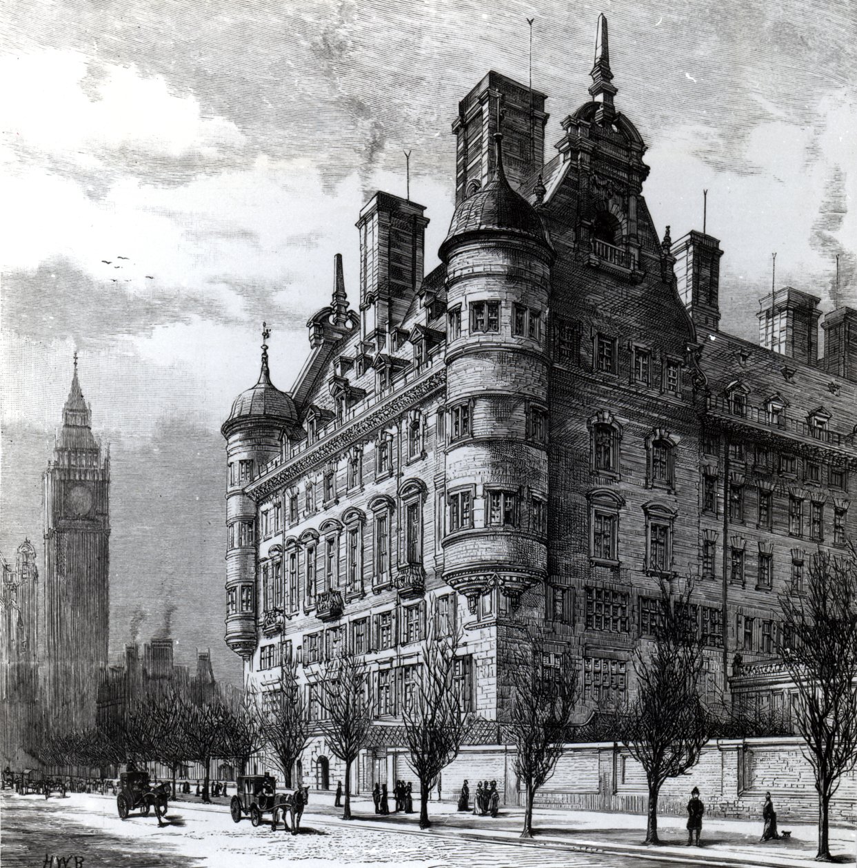 The New Police Offices on the Victoria Embankment by English School