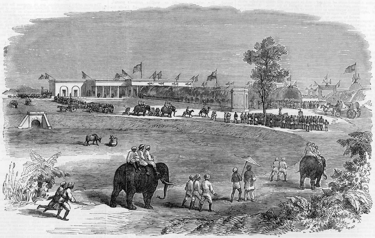 The Opening of the East Indian Railway: The Burdwan Station, 1855 by English School