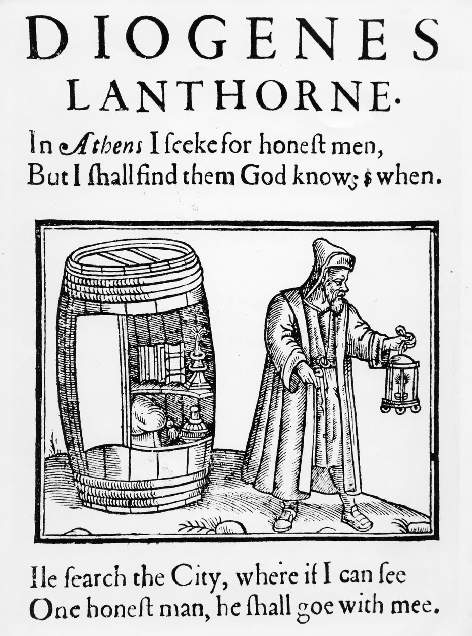 The Philosopher Diogenes searches for an honest man in the City of London with his Lantern, 1607 by English School