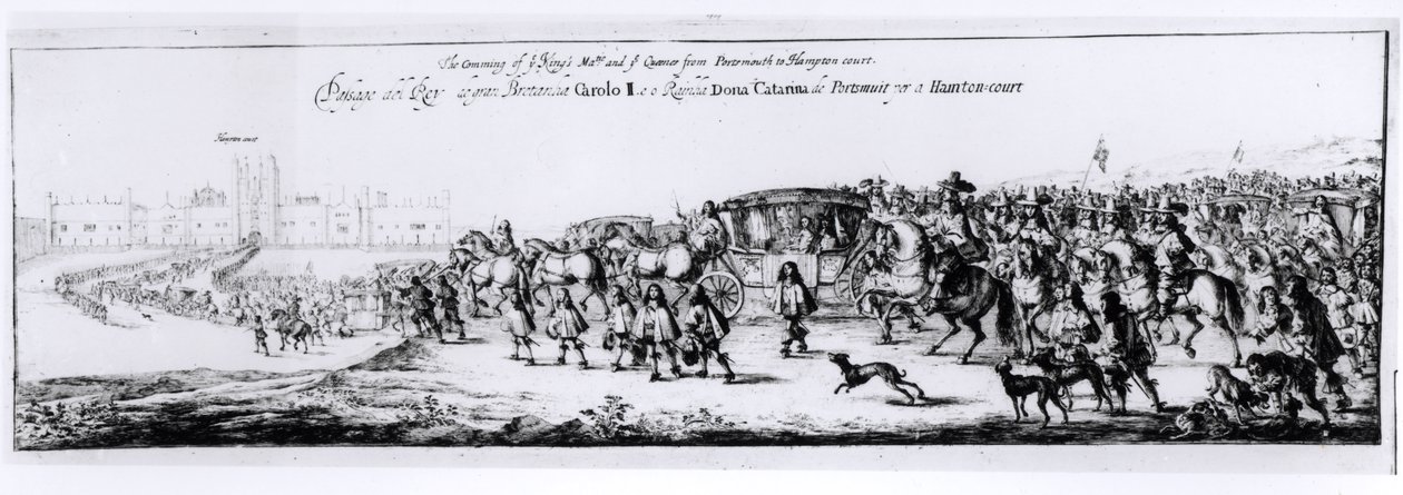The Procession of Charles II and his New Queen, Catherine of Braganza from Portsmouth to Hampton Court, 1662 by English School