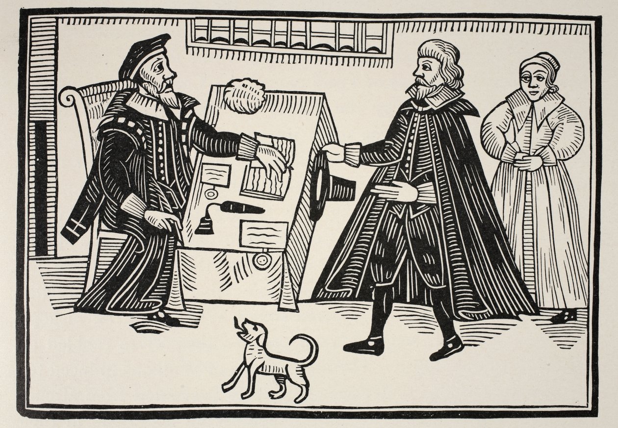 The Proctor and Parator, titlepage of a tract on the abuses and exorbitances of the Spiritual Courts, 1641 by English School