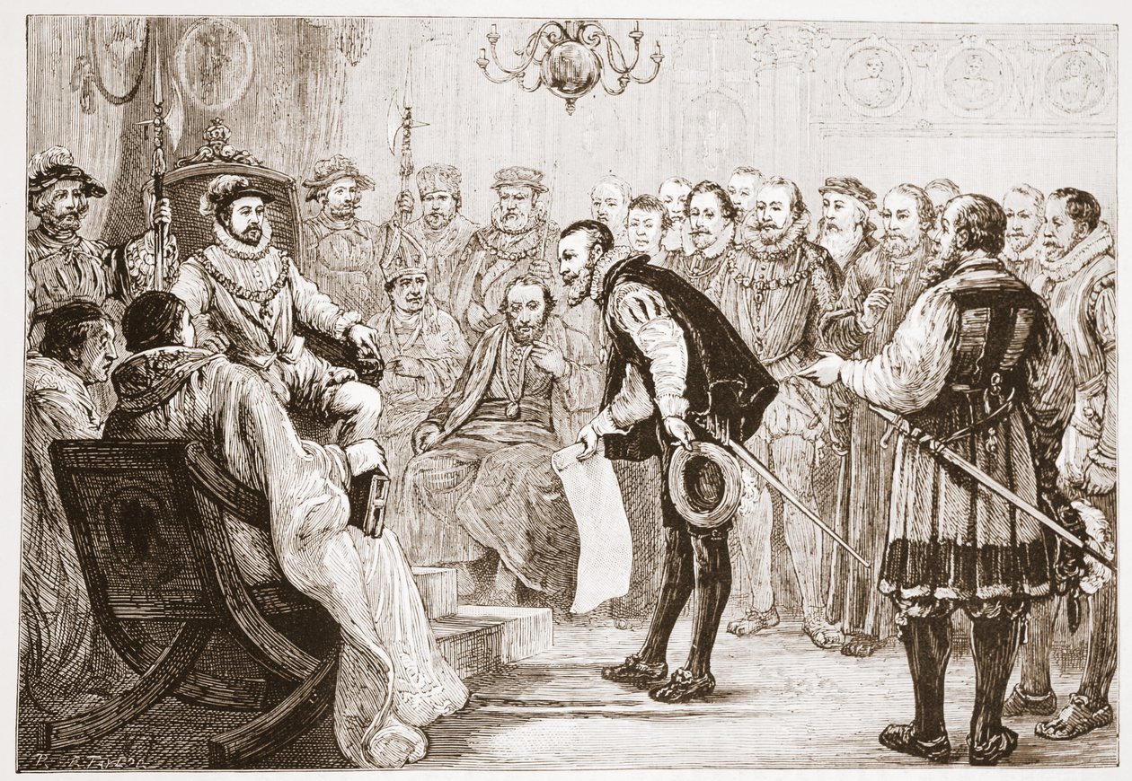 The Protestant Princes presenting their Confession to Charles by English School