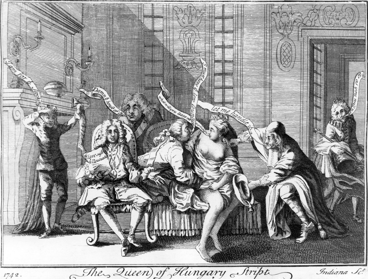 The Queen of Hungary Stripped, 1742 by English School
