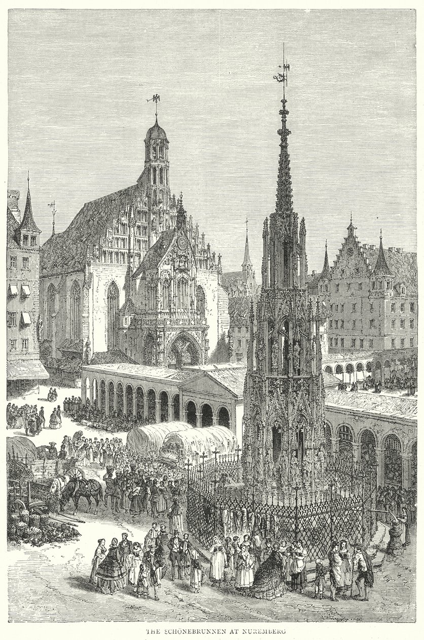 The Schonebrunnen at Nuremberg by English School