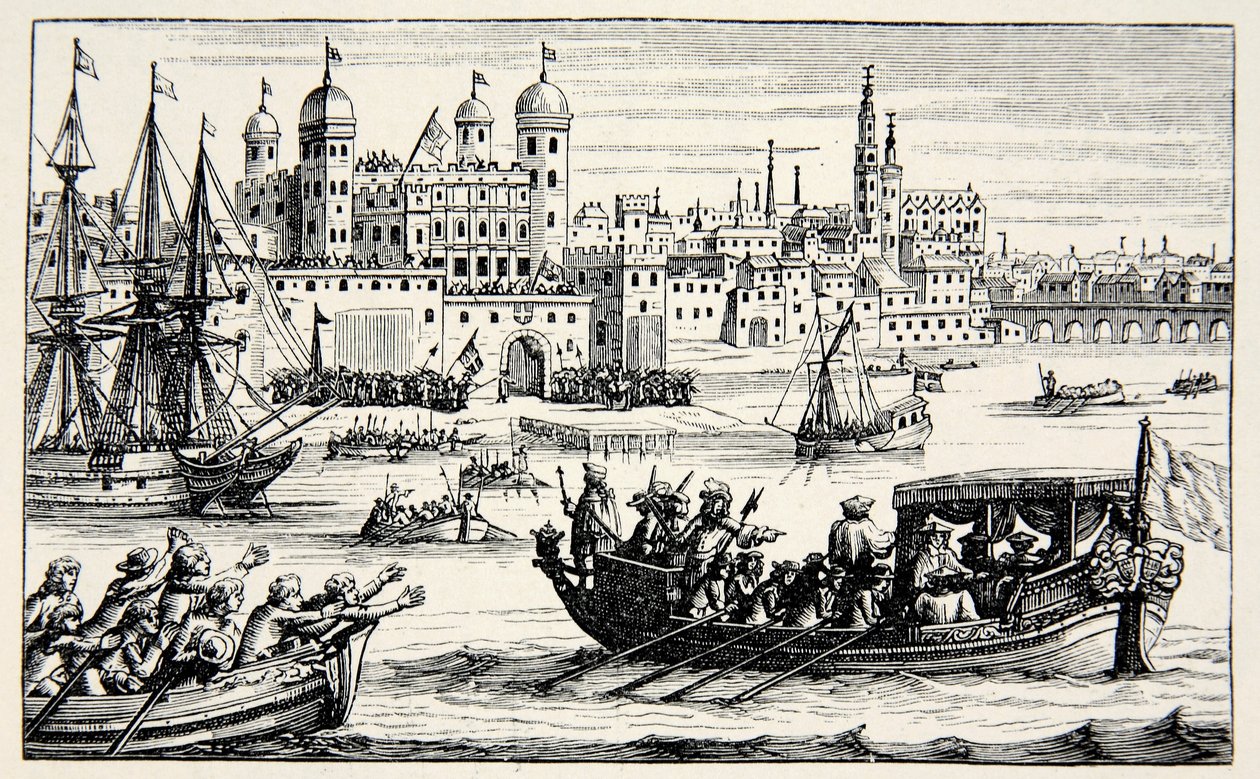 The Seven Bishops going to the Tower, April 1688 by English School