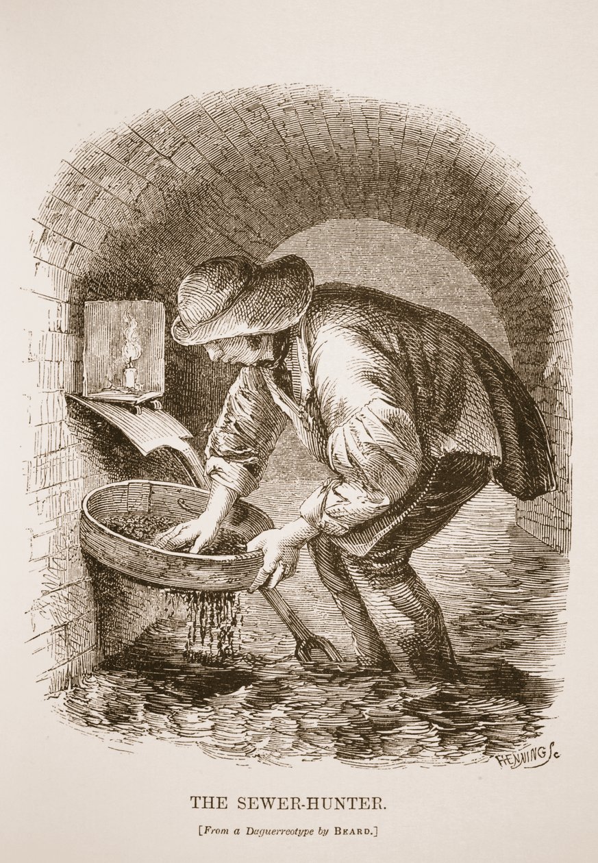 The Sewer-Hunter, from the daguerreotype by Richard Beard, illustration from London Labour and London Poor by Henry Mayhew, pub. 1862 by English School
