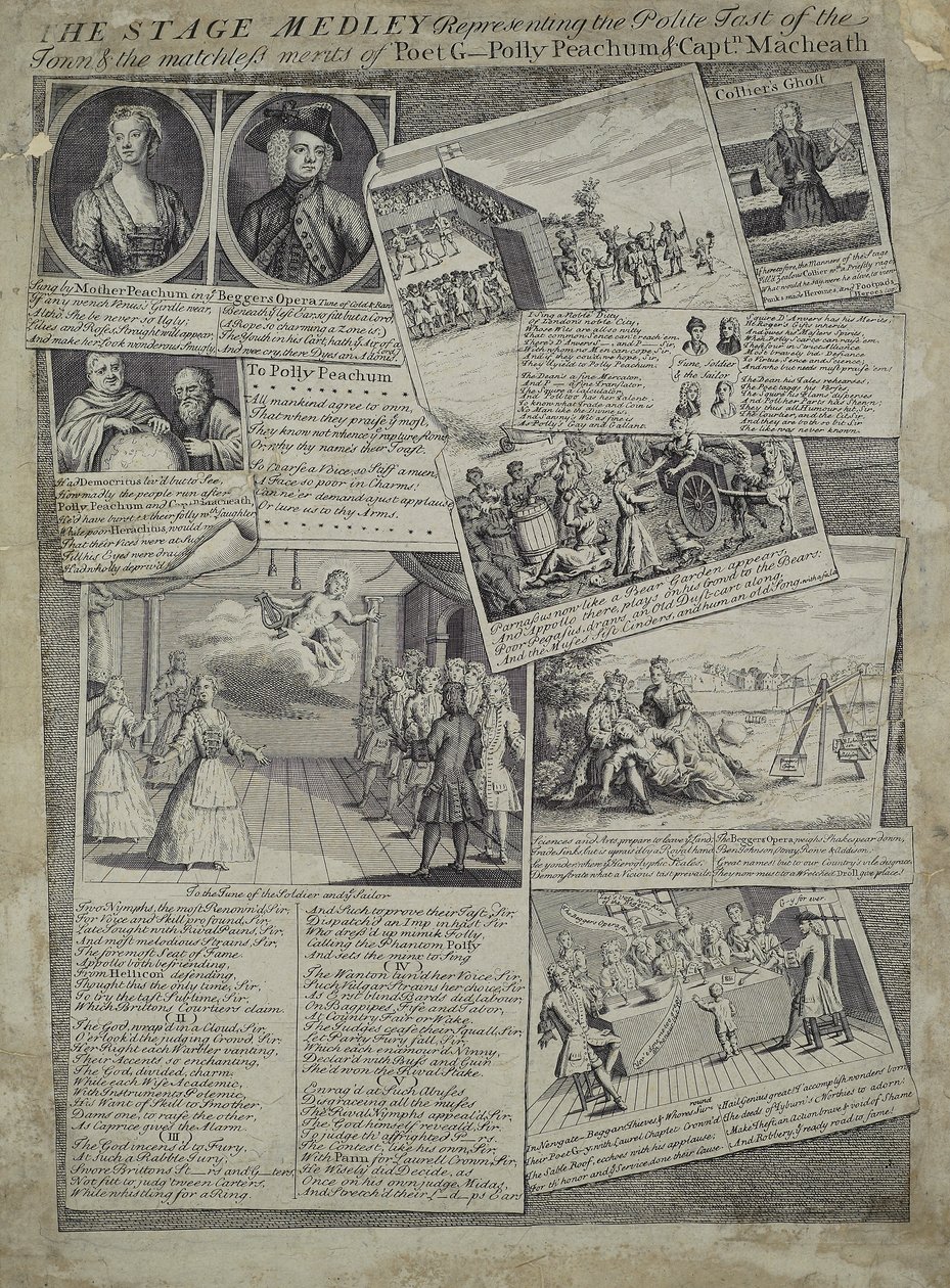 The Stage Medley Representing the Polite Taste of the Town & the Matchless Merits of Poet G., Polly Peachum and Captain Macheath, c.1728 by English School