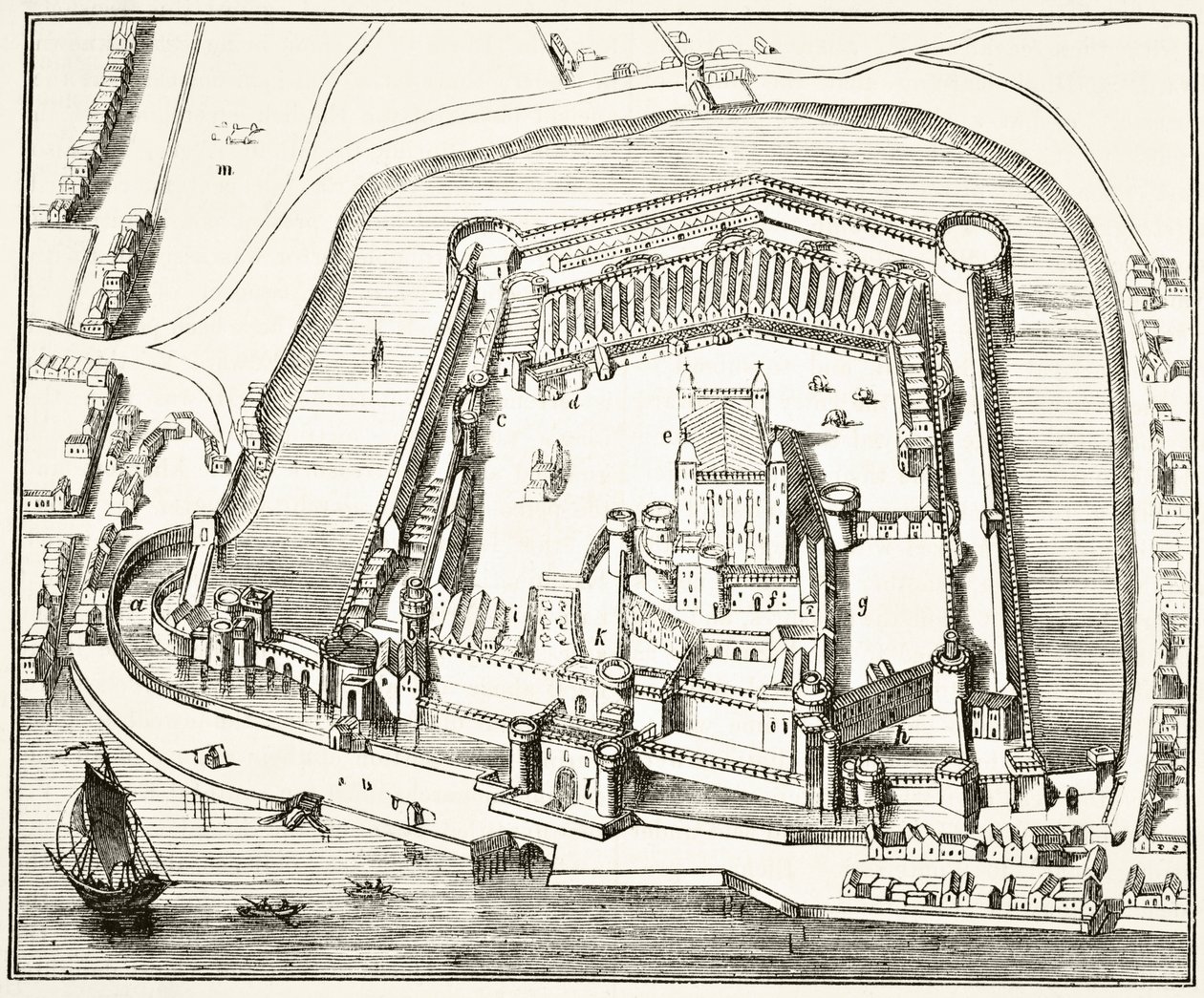 The Tower of London in the 15th century, from 