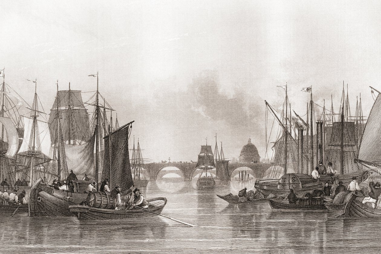 The Upper Pool, Pool of London, River Thames, London, England by English School