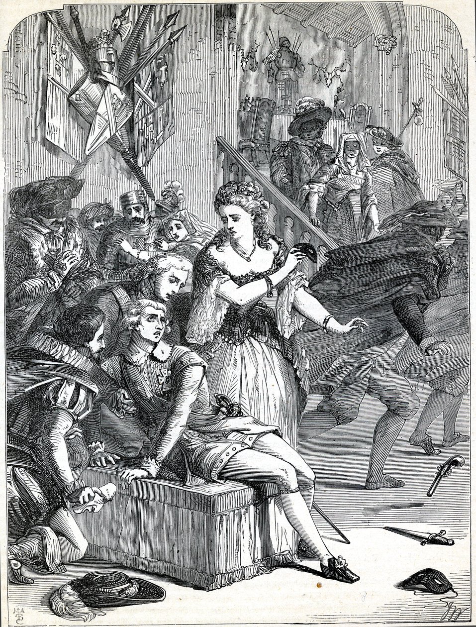 The Assassination of Gustavus III by Jackob Johan Anckarström at a Masked Ball, Stockholm, Sweden, 1792 by English School