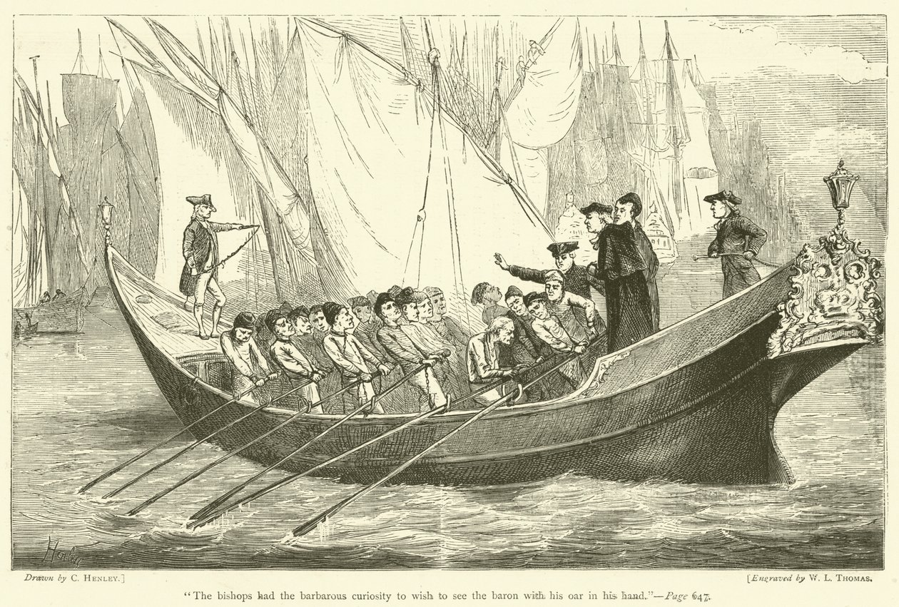 The bishops had the barbarous curiosity to wish to see the baron with his oar in his hand by English School