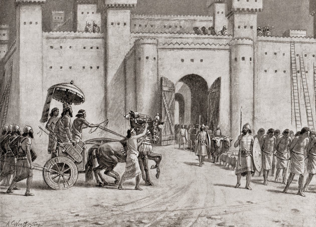 The Capture of Damascus in 732 BC by Tiglath-Pileser III by English School