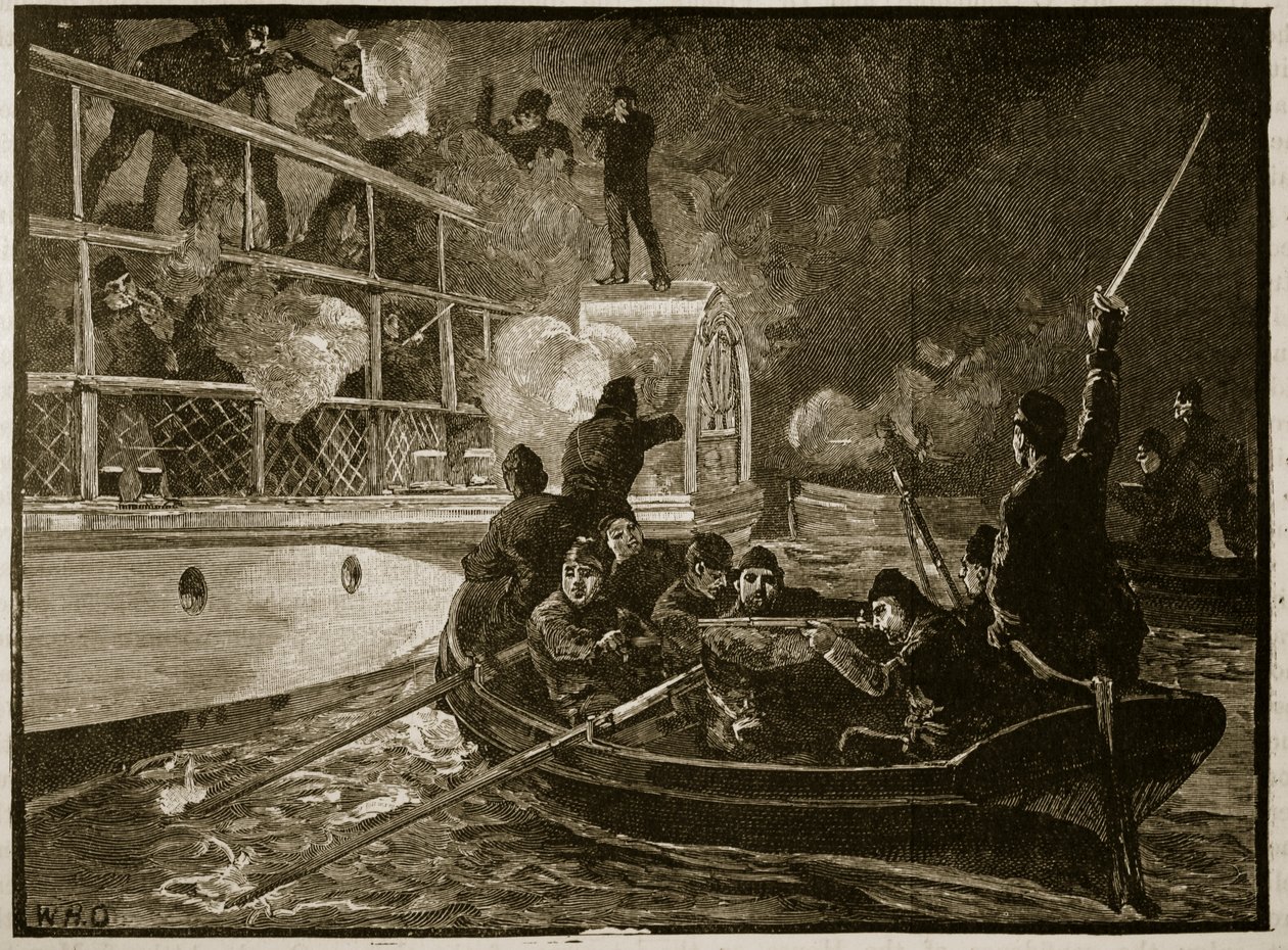 The capture of the Caroline, 1837, illustration from Cassell