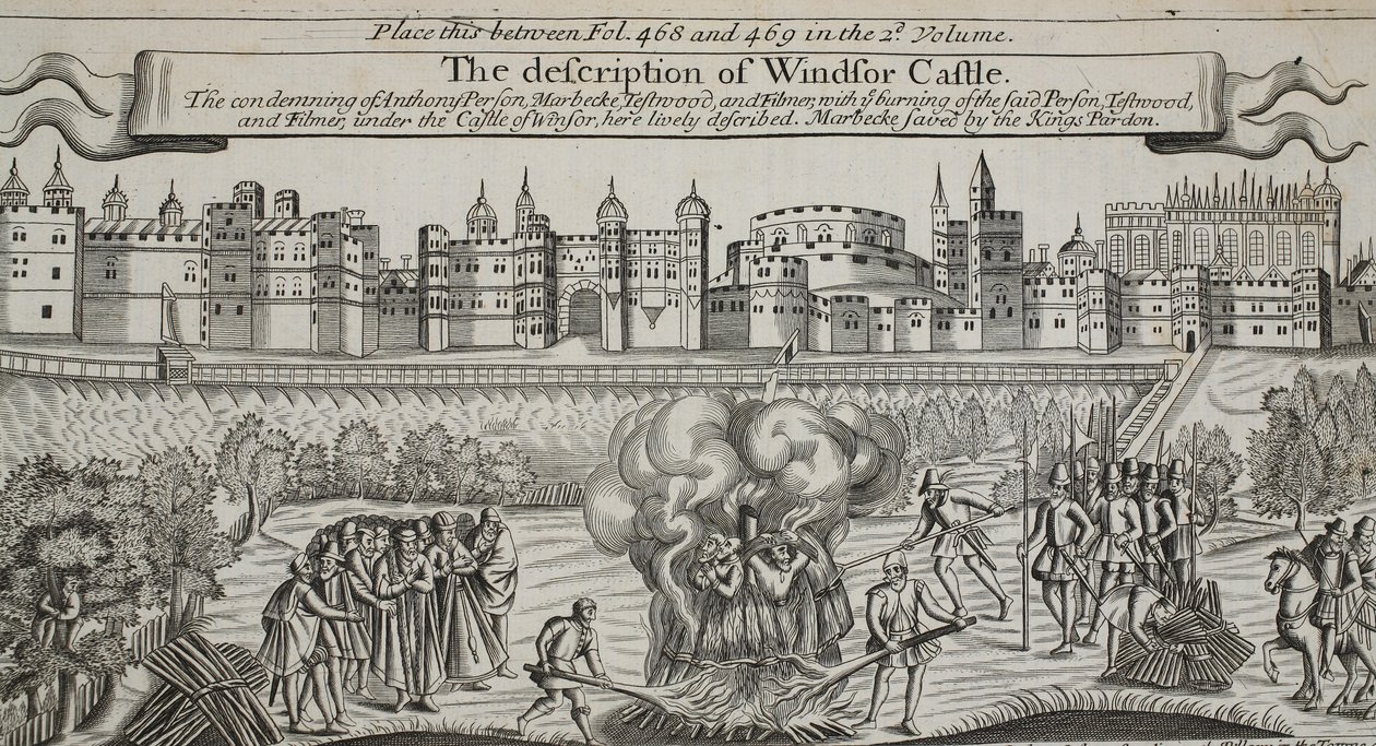 The description of Windsor Castle, illustration from Acts and Monuments by John Foxe, ninth edition, published 1684 by English School