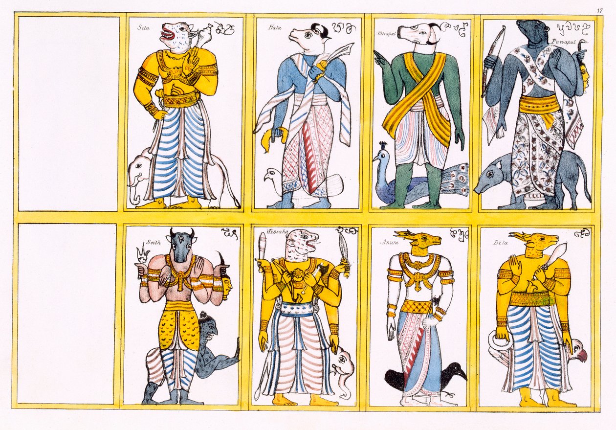 The devils, including Ayimane, Sooniyan and Calloo-Coomare, from The History and Doctrine of Buddhism by Edward Upham, 1829 by English School