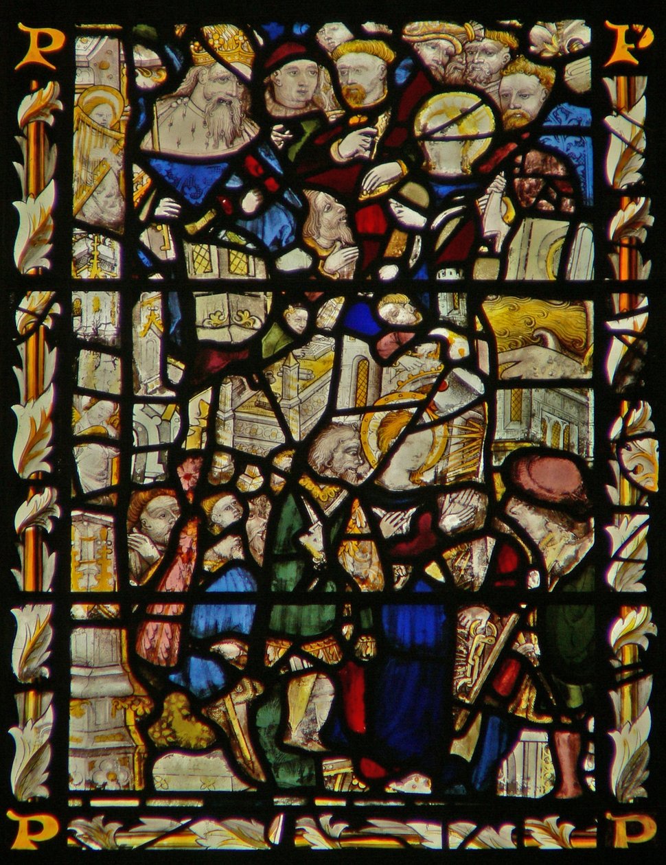 The east window depicting St Catherine amid the philosophers by English School