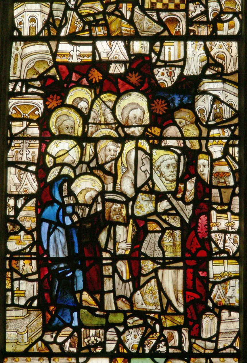 The east window depicting a procession: Candlemas or Corpus Christi by English School