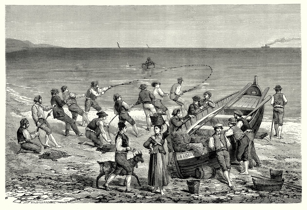 The Fishers of Mentone by English School