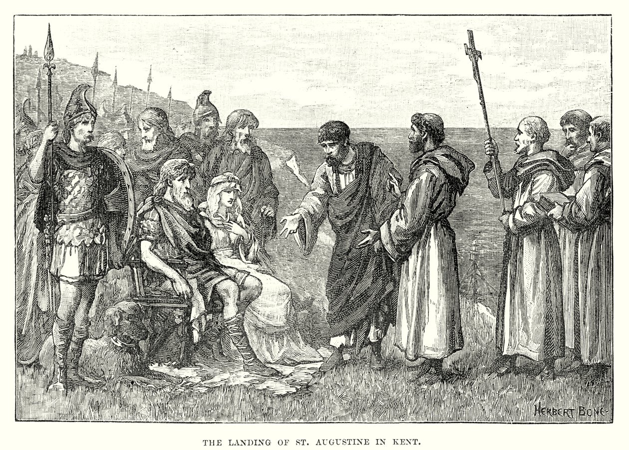 The Landing of St Augustine in Kent by English School
