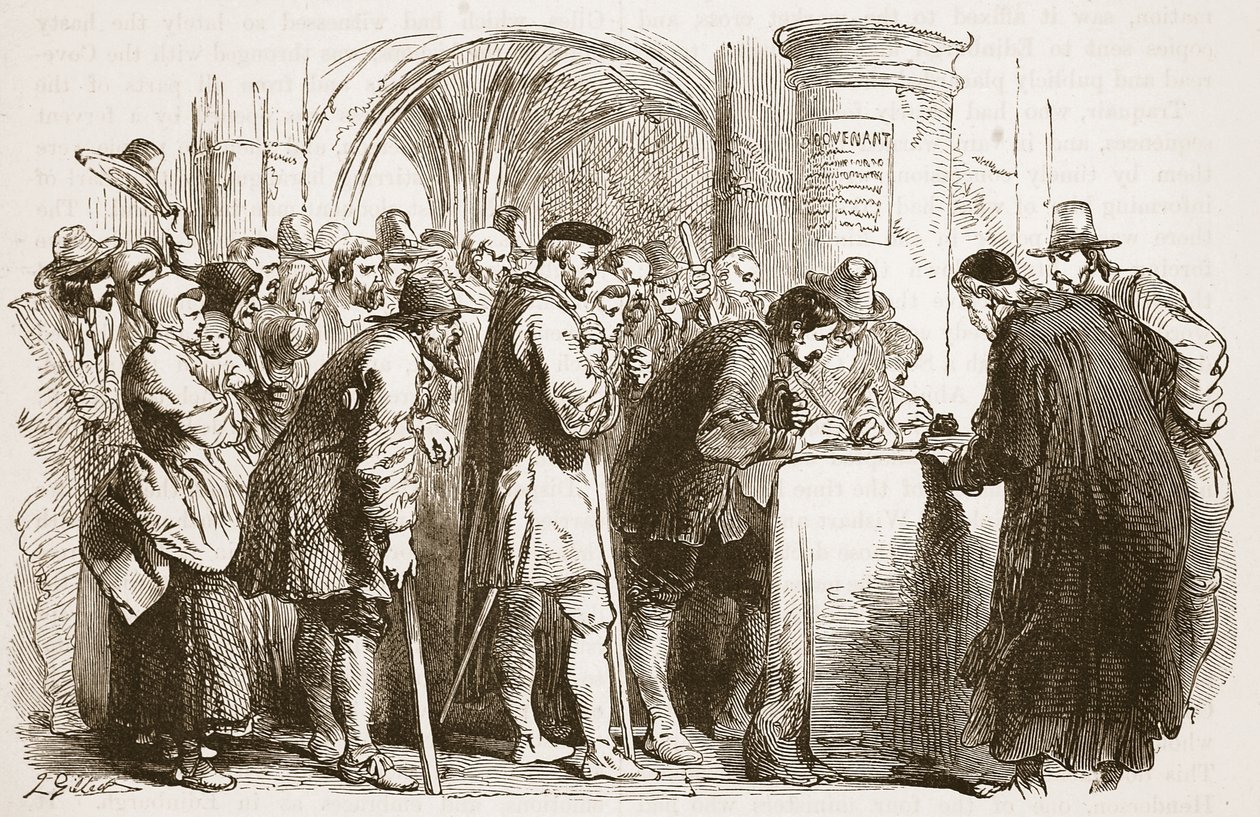 The People Signing the Covenant in St. Giles Church, Edinburgh, Illustration from Cassell