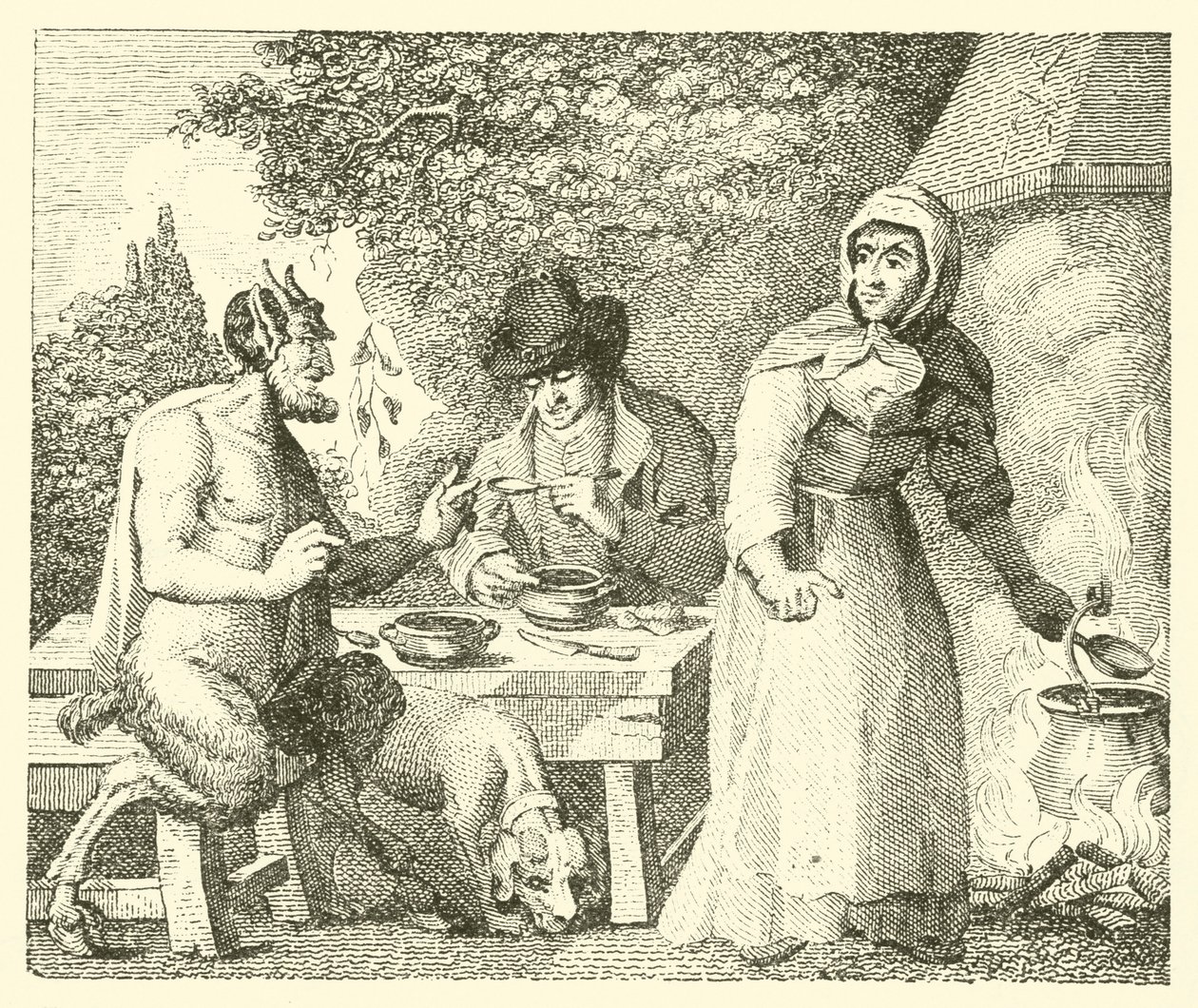 The Satyr and the Traveller by English School