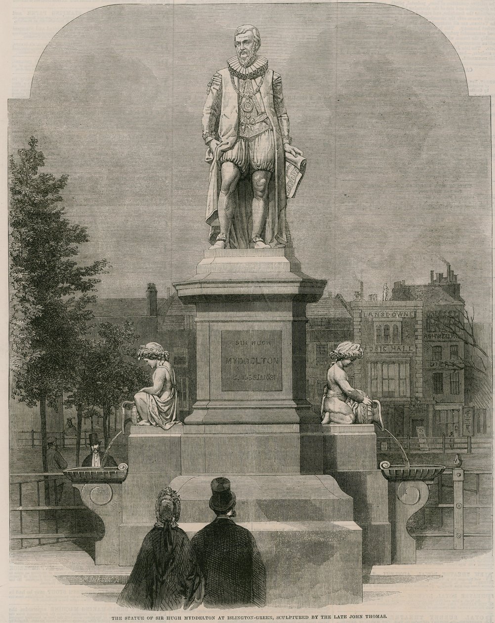 The Statue of Sir Hugh Myddleton at Islington Green, Sculptured by the Late John Thomas by English School