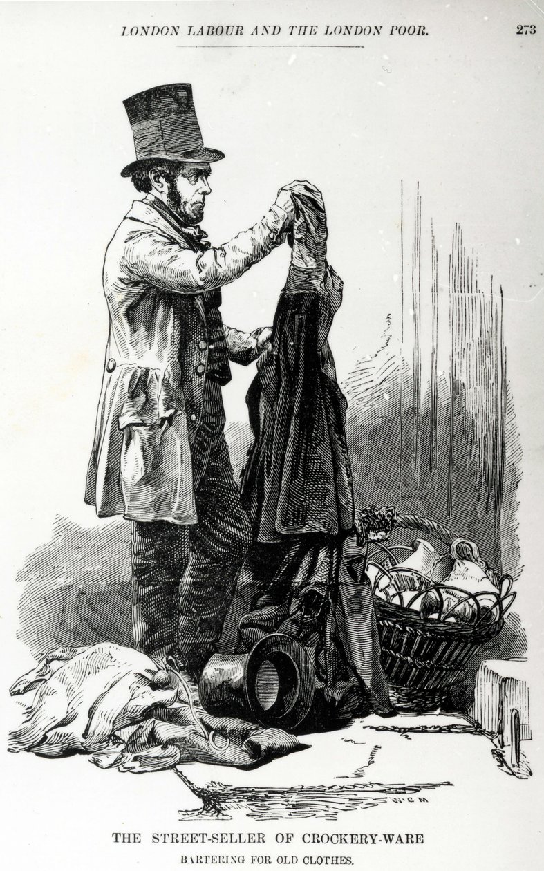 The Street-Seller of Crockery-Ware Bartering for Old Clothes, c.1840 by English School
