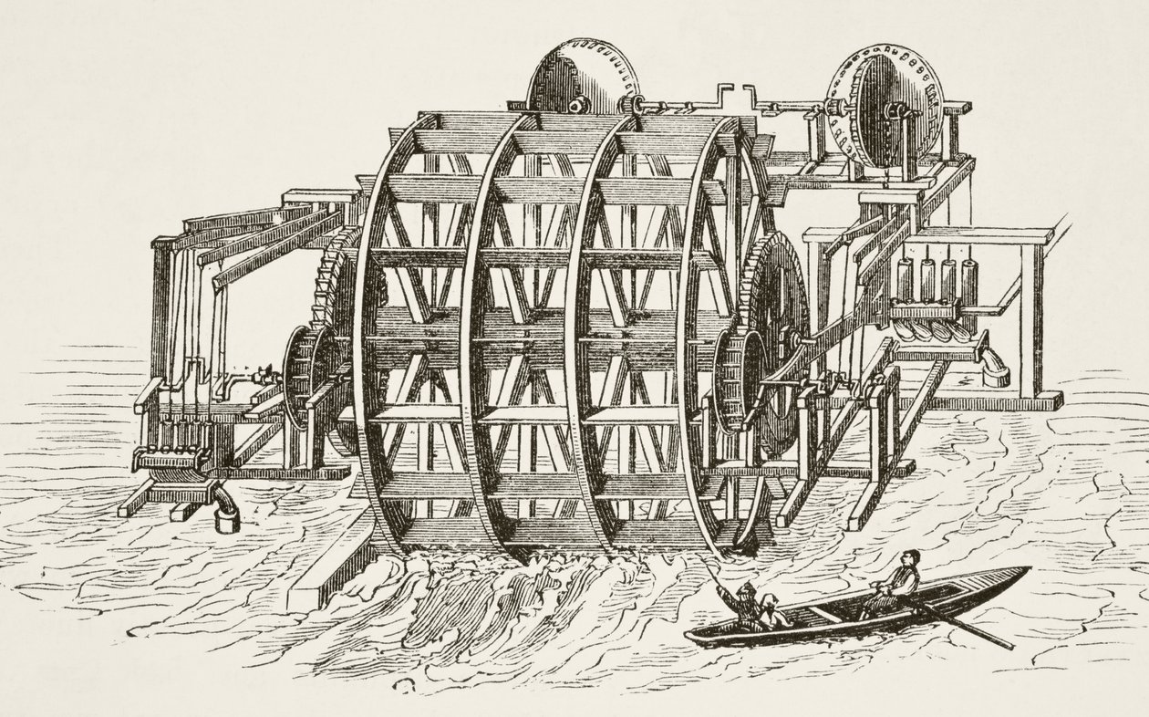 The water-works of London Bridge, first erected in 1582 by English School