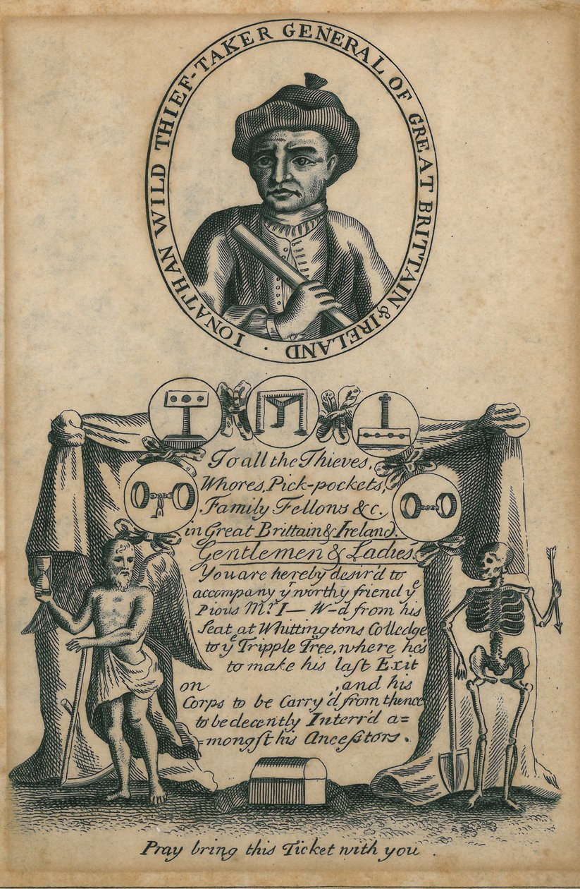 Ticket for the Execution of Jonathan Wild by English School