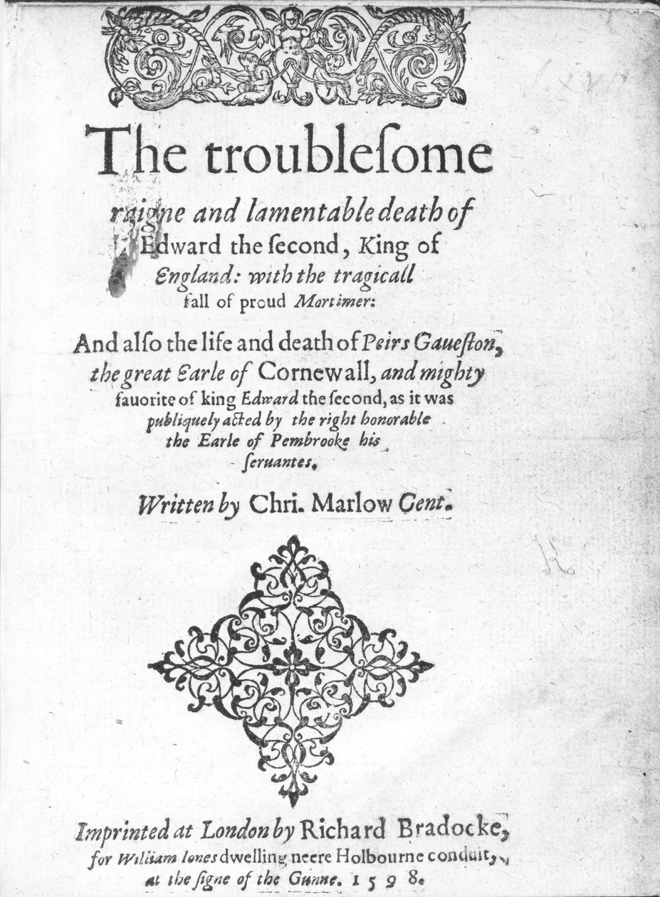 Title Page for Edward II by Christopher Marlowe, published 1598 by English School