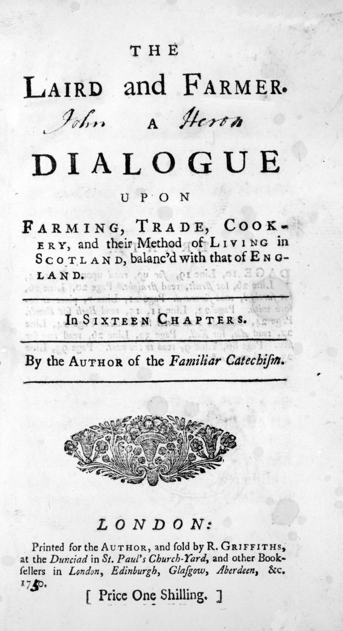 Title Page for The Laird and Farmer by the Author of the Familiar Catechism, published 1750 by English School